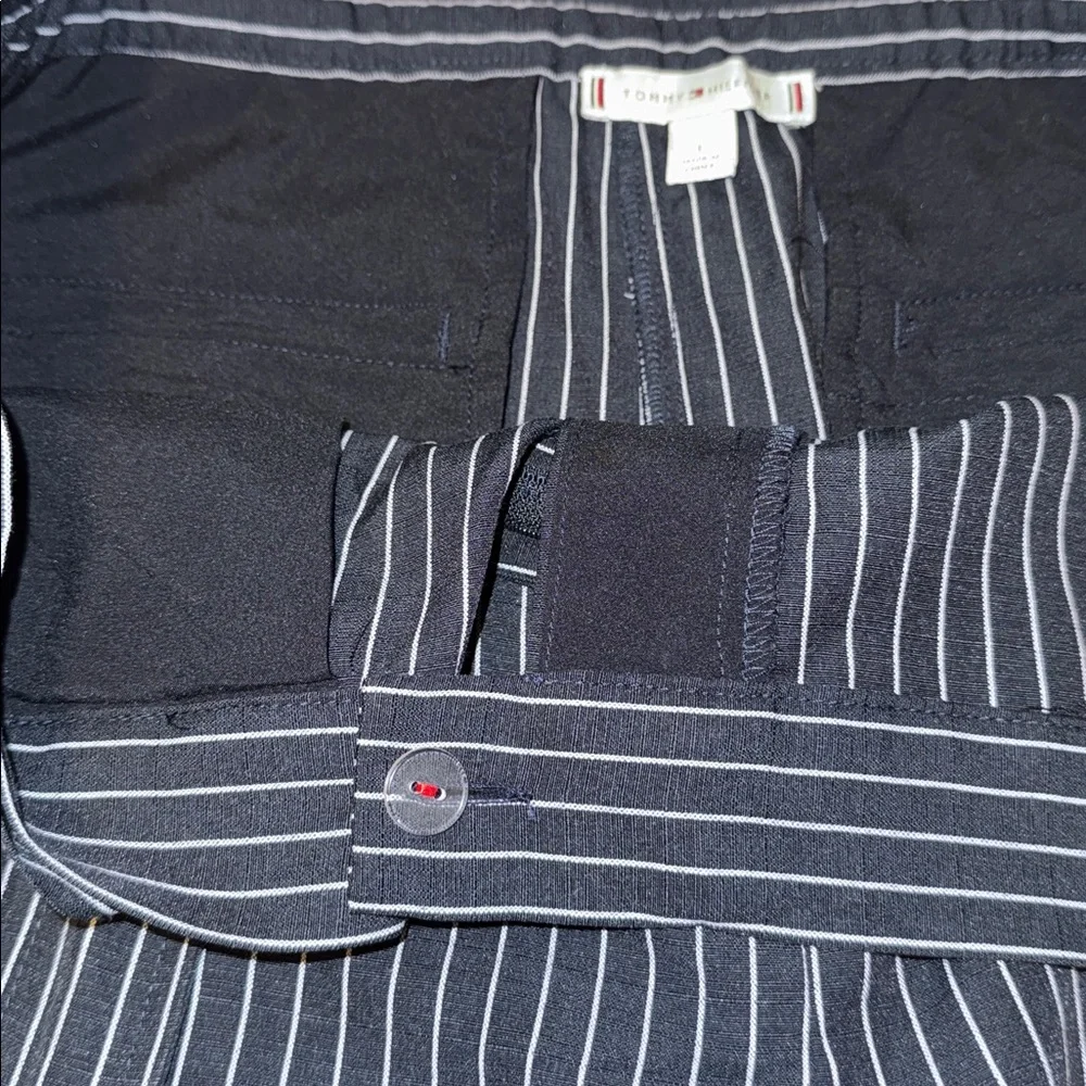 TOMMY HILFIGER Navy Pinstripe Tie Front High Rise Slacks Career Size L - Picture 12 of 14